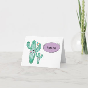 Watercolor Cactus Momma and Baby Thank you note