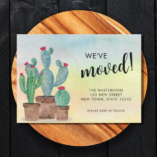 Watercolor Cactus Moving Announcement Cards