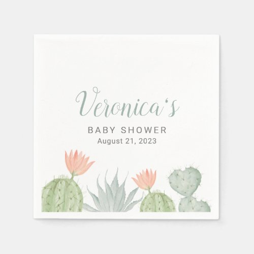 Watercolor Cactus Napkin  Cactus Baby Shower