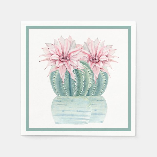 Watercolor Cactus Napkins (Front)