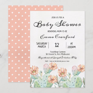 Watercolor Cactus Neutral Baby Shower Invitation