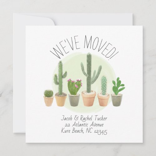 Watercolor Cactus New Address Moving Announcement