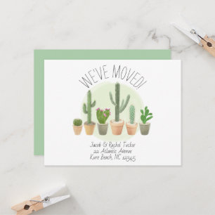 Watercolor Cactus New Home Moving Announcement