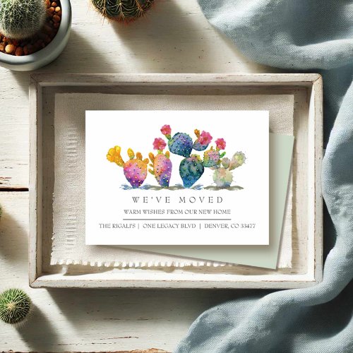 Watercolor Cactus New Home Moving Announcement