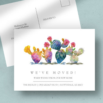 Watercolor Cactus New Home Moving Announcement Postcard by VGInvites at Zazzle