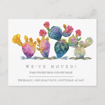 Watercolor Cactus New Home Moving Announcement Postcard by VGInvites at Zazzle