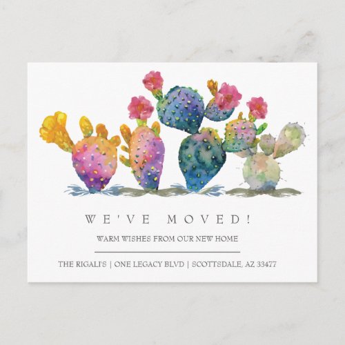 Watercolor Cactus New Home Moving Announcement Postcard