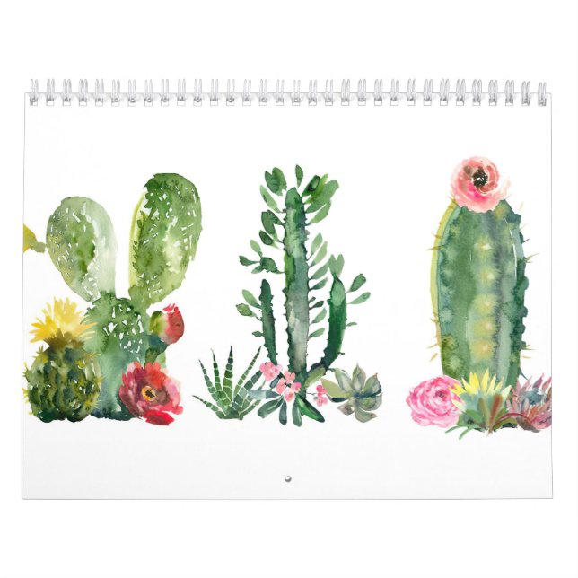 Watercolor Cactus Painting Calendar (Cover)