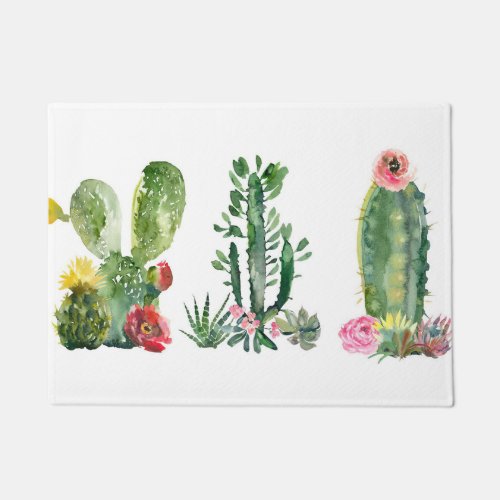 Watercolor Cactus Painting Doormat