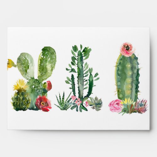 Watercolor Cactus Painting Envelope