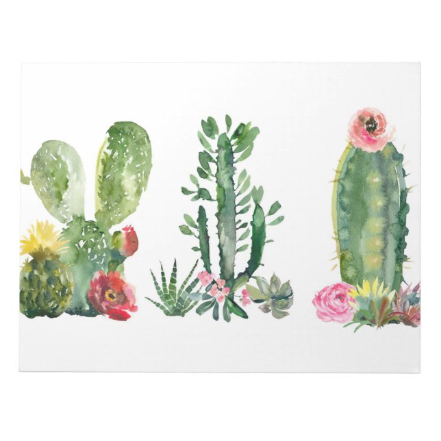 Watercolor Cactus Painting Notepad (Front)