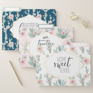 Watercolor Cactus Pastel Colors File Folder