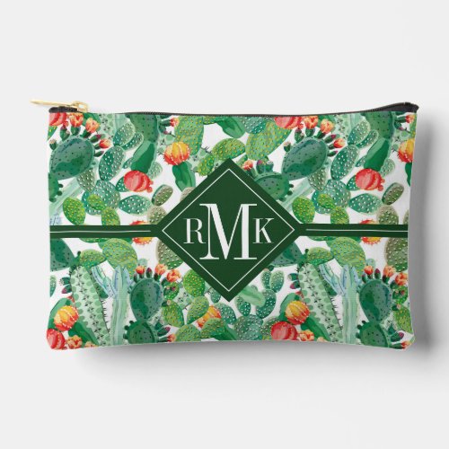 Watercolor Cactus Pattern Accessory Pouch