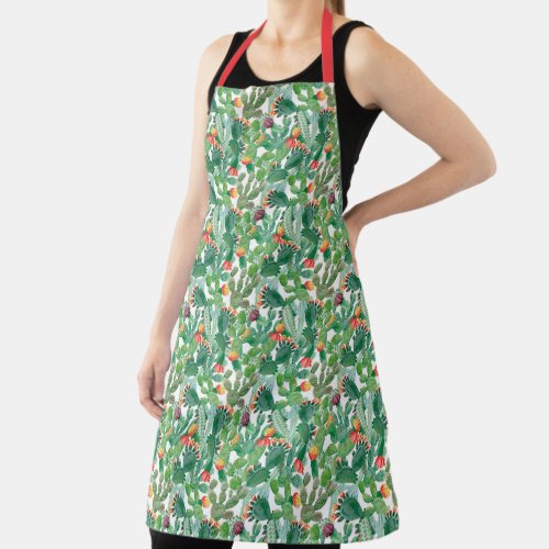 Watercolor Cactus Pattern Apron