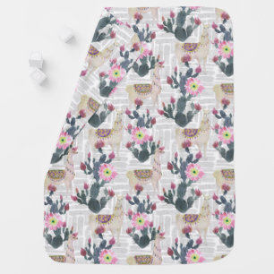 Watercolor Cactus Pattern Baby Blanket