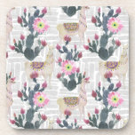 Watercolor Cactus Pattern Beverage Coaster