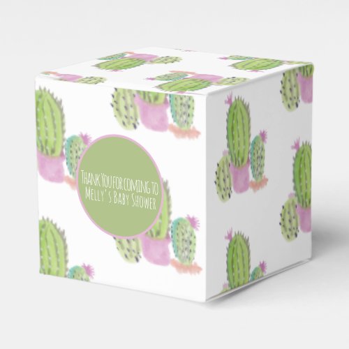 Watercolor Cactus Pattern Birthday Party Thank You Favor Boxes