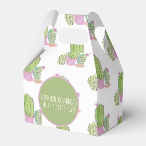 Watercolor Cactus Pattern Birthday Party Thank You Favor Boxes