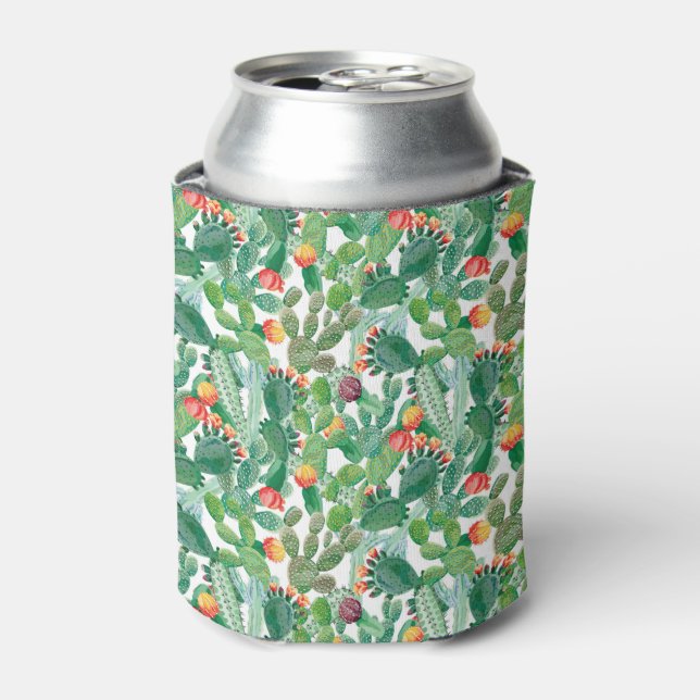Watercolor Cactus Pattern Can Cooler (Can Front)