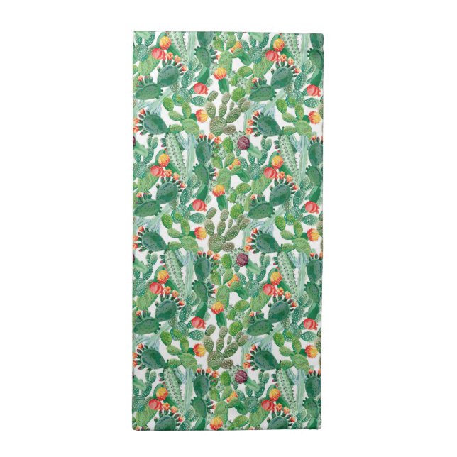 Watercolor Cactus Pattern Cloth Napkin (Half Fold)