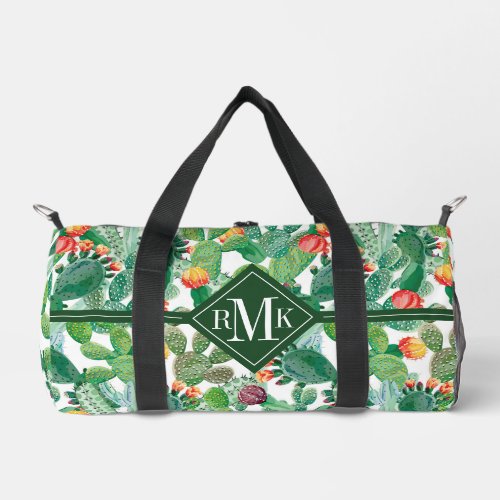 Watercolor Cactus Pattern Duffle Bag