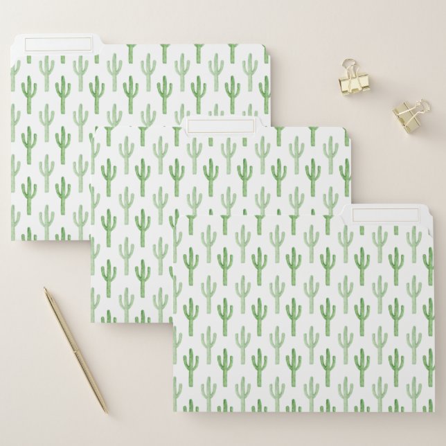 Watercolor Cactus Pattern File Folder (Set)