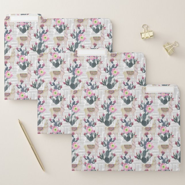 Watercolor Cactus Pattern File Folder (Set)