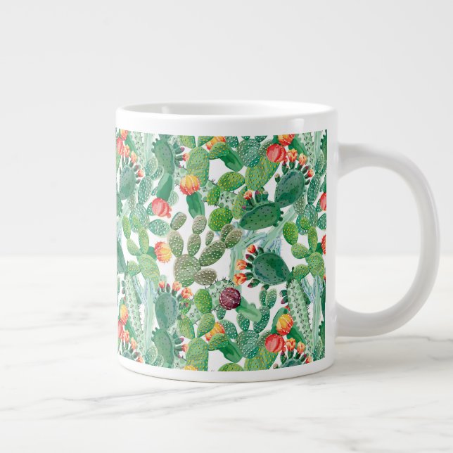 Watercolor Cactus Pattern Giant Coffee Mug (Right)