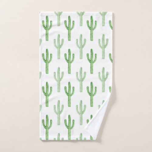 Watercolor Cactus Pattern Hand Towel