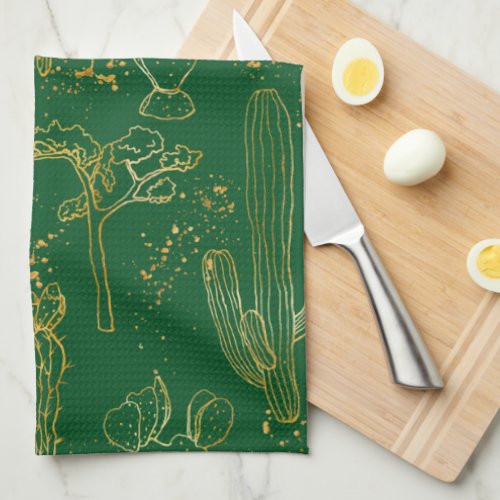 Watercolor Cactus Pattern  Kitchen Towel