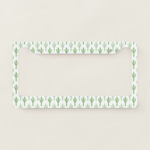 Watercolor Cactus Pattern License Plate Frame