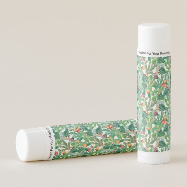 Watercolor Cactus Pattern Lip Balm (Front)