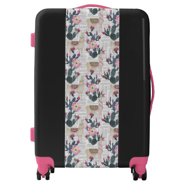 Watercolor Cactus Pattern Luggage (Front)
