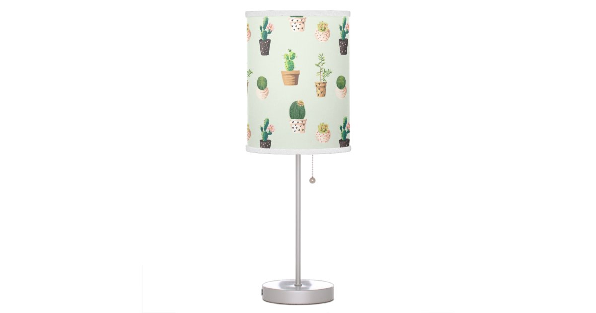 Watercolor Cactus Pattern Mint Green Table Lamp Zazzle Com