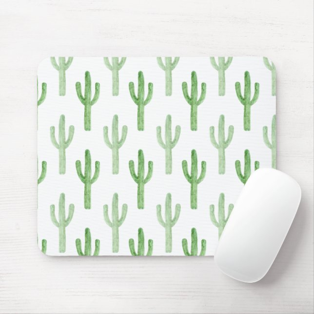 Watercolor Cactus Pattern Mouse Pad (With Mouse)
