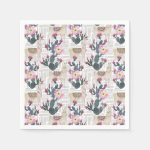 Watercolor Cactus Pattern Napkins