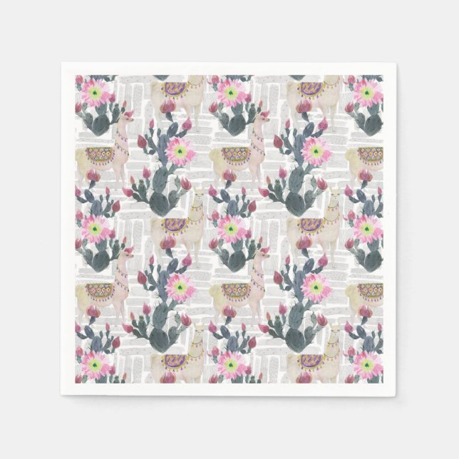 Watercolor Cactus Pattern Napkins (Front)