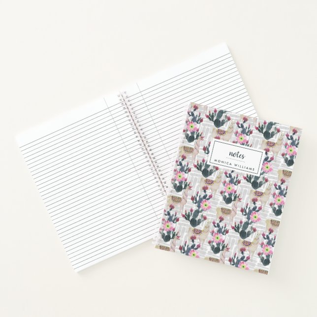 Watercolor Cactus Pattern Notebook (Inside)
