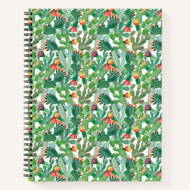Watercolor Cactus Pattern Notebook (Front)