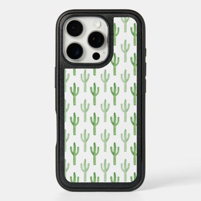 Watercolor Cactus Pattern Otterbox iPhone Case (Back)