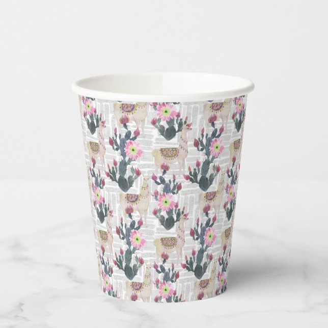 Watercolor Cactus Pattern Paper Cups (Left)