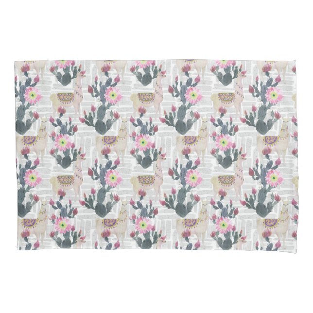 Watercolor Cactus Pattern Pillow Case (Front-Left)
