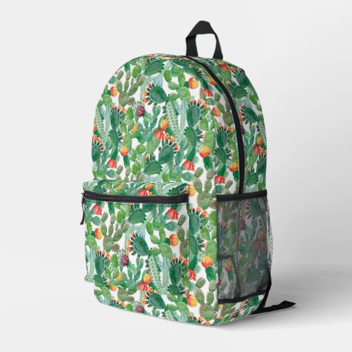 Watercolor Cactus Pattern Printed Backpack