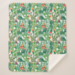 Watercolor Cactus Pattern Sherpa Blanket