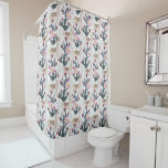 Watercolor Cactus Pattern Shower Curtain