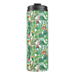 Watercolor Cactus Pattern Thermal Tumbler