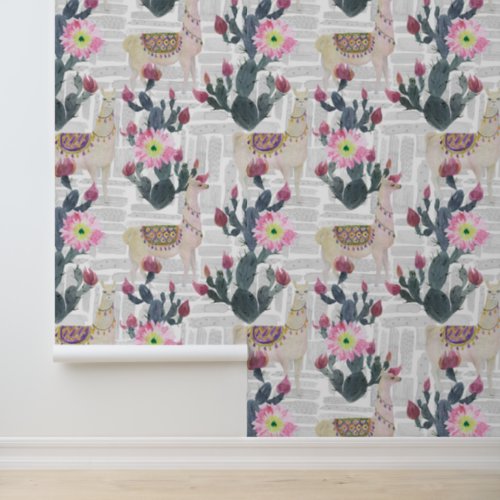 Watercolor Cactus Pattern Wallpaper