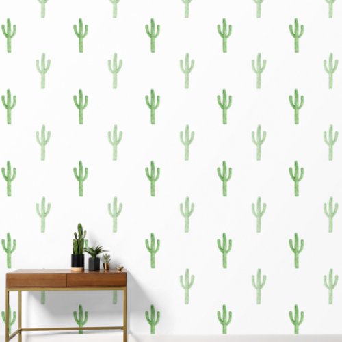 Watercolor Cactus Pattern Wallpaper