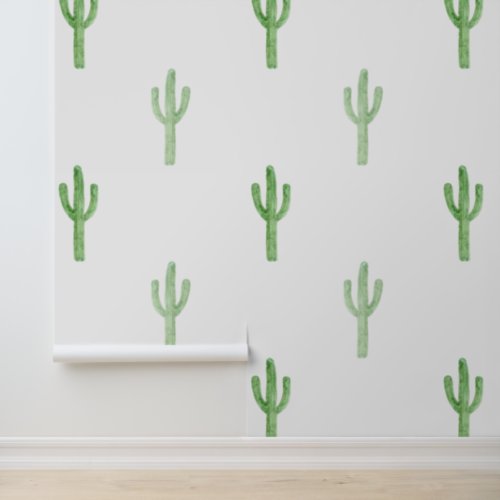 Watercolor Cactus Pattern Wallpaper