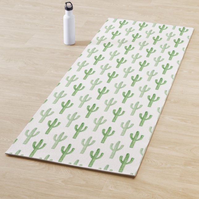 Watercolor Cactus Pattern Yoga Mat (In Situ)